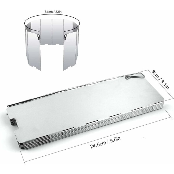 Aluminiumlegering Foldbar Vindskjerm, 10 Plater Bærbar Camping Vindskjerm Camping Komfyr, Gasskomfyr etc