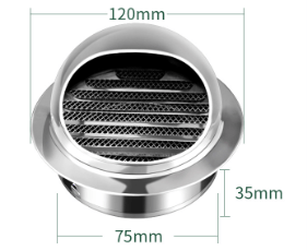 Rund ventilationsgrill, hætteventilationsgitter, 304 rustfrit stål, rund prop med