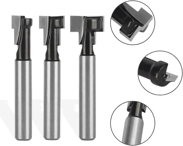 6mm T-spårfräs, T-spårfräsar, 3 st (8/9,52/12,7 mm) fräs