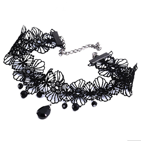 Naisten kaulakoru Musta pitsi Choker kaulakoru, Vintage kaulakoru, Musta