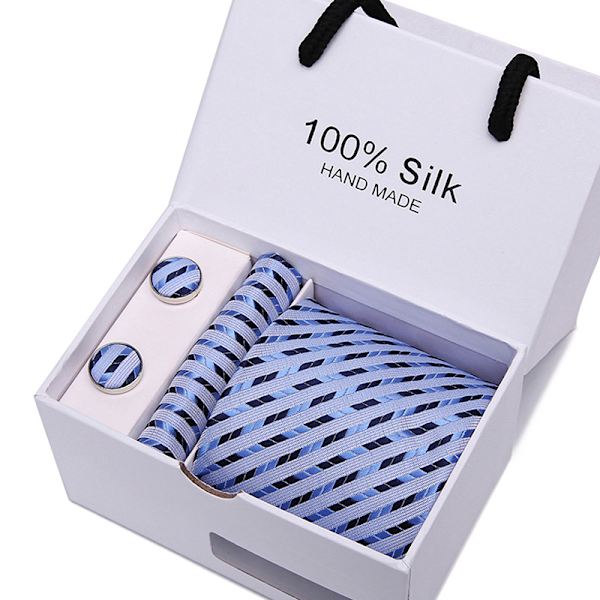 Mænds slips sæt med 5, bryllup gave slips forretning jakkesæt slips+square + manchetknapper