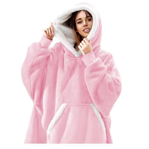 Oversized hettegenser i filt - Rosa