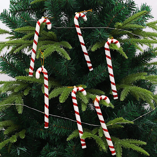 6 st julgransprydnader i form av pepparkakor med guldsnöre för julparty (17 cm)