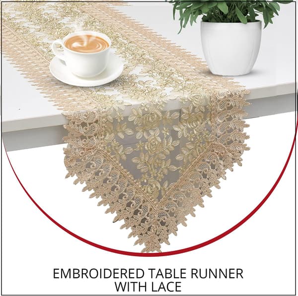 Spisebordløper 72 tommer lang Doilies brodert polyester romkjole
