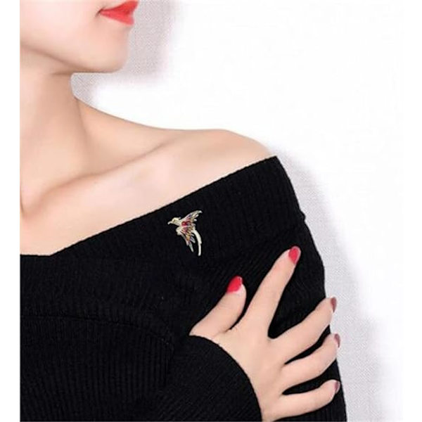 Krystall Fenix Fugl Brosje Fargerike Fugl Brosjer Rhinestone Dyr Pin Mote Smykker Tilbehør Gaver Rød 5.7*6.1cm