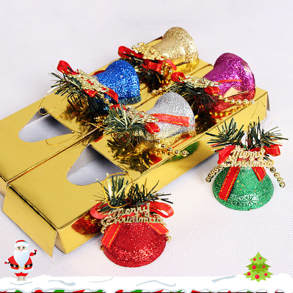 Julfester - Set med 6 glittrande julgranskulor i plast: 5 cm i diameter
