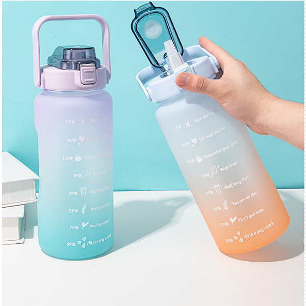 64oz, Stor Motiverande Vattenflaska med Tidsmarkör, Läckagesäker & BPA-fri
