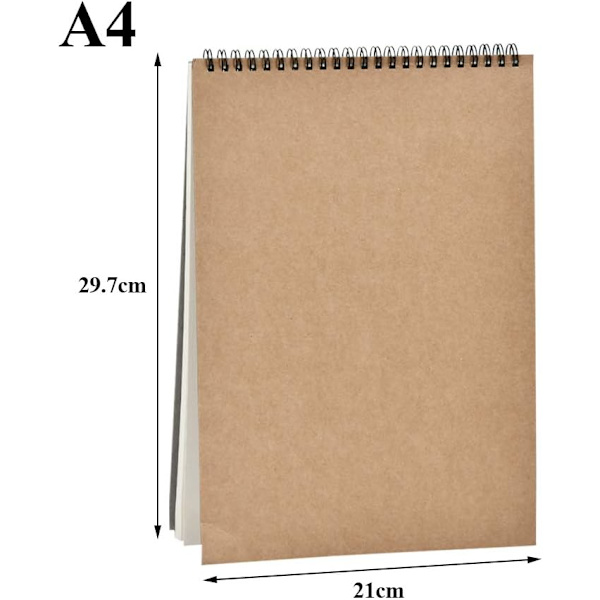 2 st Kraft Spiralblock, Spiralbunden Skissbok, Återvunnet Patronpapper