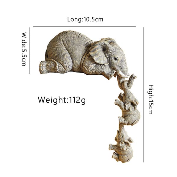 Elefantstatue, Elefant Samleobjekt Skulptursett med 3 Resin El