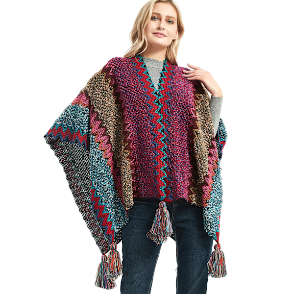 Damhalsduk, stickad sjal, bohemisk stil, 135cm