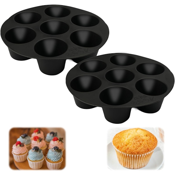 Pieces Air Fryer Muffinform, Muffinform, Silikon Muffinform, Silikon Muffinform til Air Fryer til 7 Muffins og Kager, til Kager, Muffinforme
