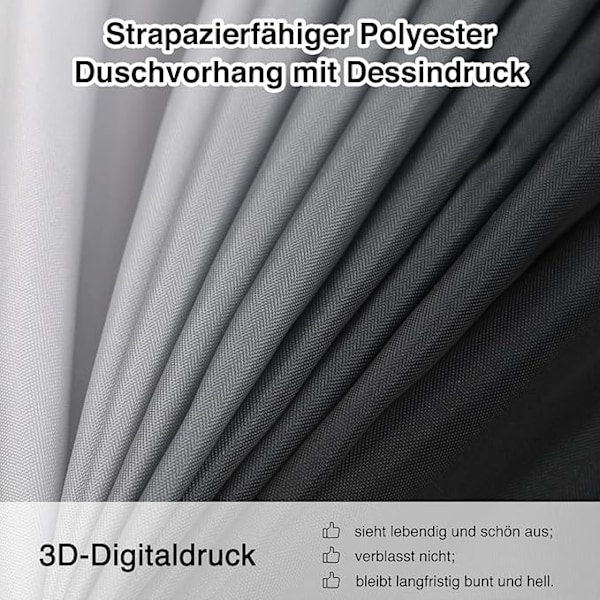 Polyester bruseforhæng 120 x 180 cm, digitalt trykt bruseforhæng med vægt, anti-skimmel, vandtæt, vaskbart, til brusebad og badekar, Gr