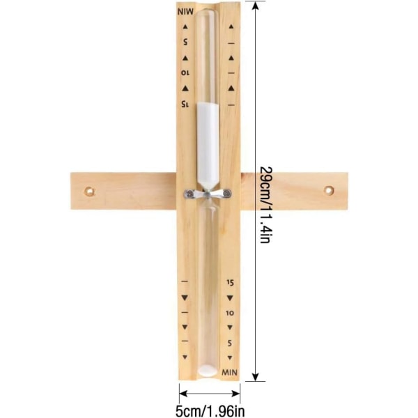 15 minutters træsauna timeglas - Sauna tilbehør - Timer med roterende timeglas