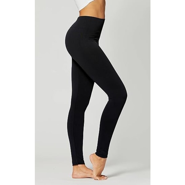 Premium Dame Uldforet Leggings Højtaljet Sort