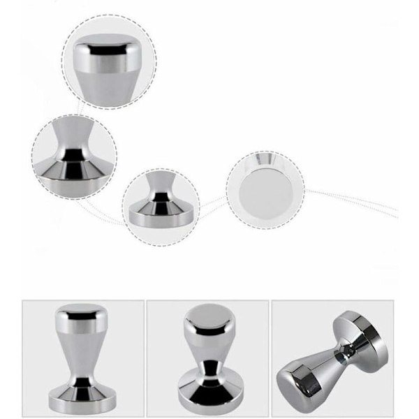 51 mm rostfri kaffepress, silver espressopress, återanvändbar platt bas rostfri pulverpress, 51 mm press grundläggande kaffebönpress, kaffeprodukter