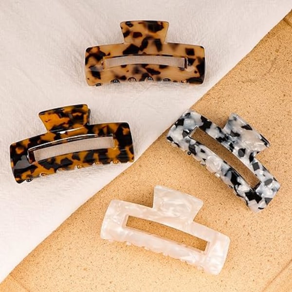 4 st hårklämmor, akryl hårbananer, celluloid fransk fjärilsskal grepp stift klämma -Leopard 3,4*1,2 tum 4 färger