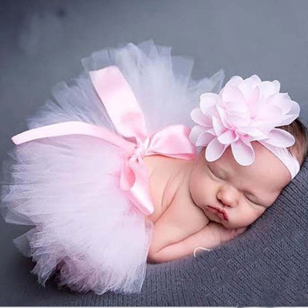 Nyfødte babypiger Fotofotografi Prop Tutu-nederdelkjole Headba