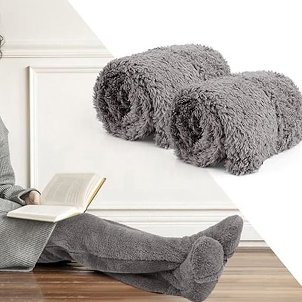 Dame Overknees Fuzzy Sokker Slippers Strømper Vinter Fluffy Lårhøye Bevarmere Plysj Sovesokker