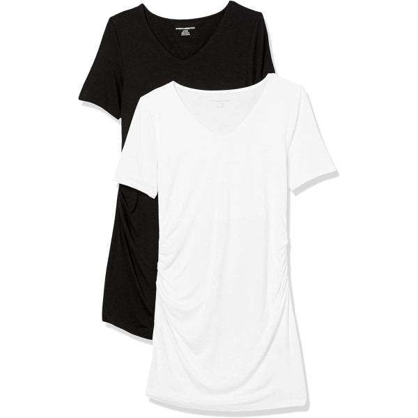 2-pack kortärmad t-shirt med rund hals för gravida kvinnor