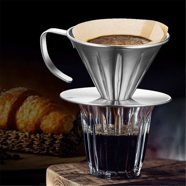 Rustfrit stål kaffefilterholder, genanvendelig dryp kaffefilter genanvendelig