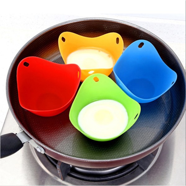 Set med 4 äggkokare i silikon, mikrovågsugnsäggkokare, BPA-fri, non-stick äggkokare för köksredskap, ångkokare, mikrovågsugnar, Mult