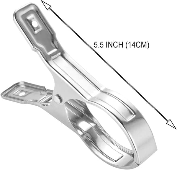 Strandhåndklædeclips, 12 stk. 14 cm lange mentale clips i rustfrit stål, kompatible