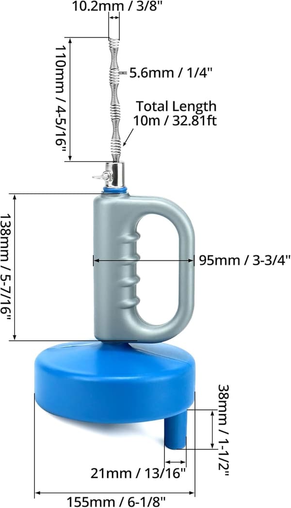 Avloppsrensare - 10M x 6mm - Spiral VVS-orm kompatibel Badkarsavlopp, Diskbänk