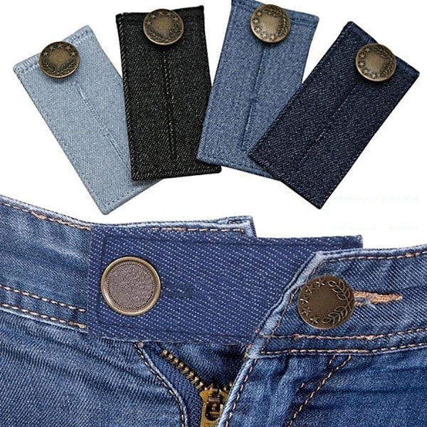 4PC Unisex Jeans Byxor Midje Expander Midjebandsförlängare Knapp Elastisk