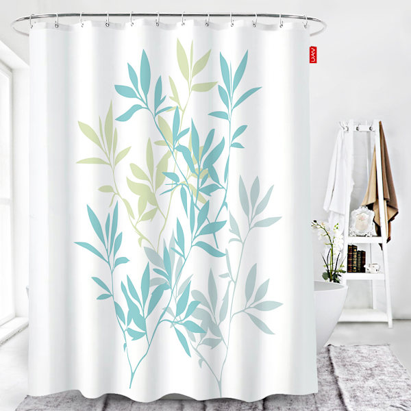 Blå blommig polyesterduschdraperi, 72\" x 72\"