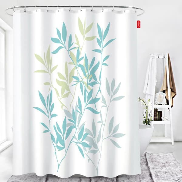 Blå blomster polyester dusjforheng, 72\" x 72\"