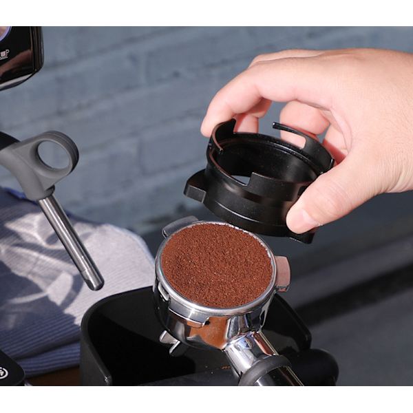 Espresso-annostelu suppilo, alumiininen metalli barista kahvi annostelu suppilo yhteensopiva 54mm portafilterille - Musta