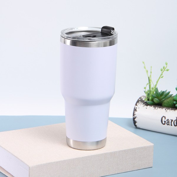 30 oz Stainless Steel Vacuum Insulated Tumbler with Lid white