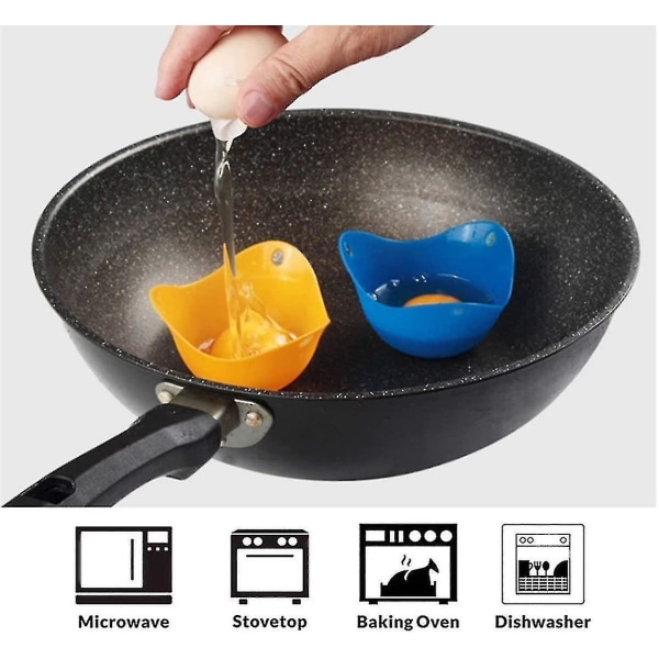 Silikon Egg Poachers 4 stykker Poached Egg Steamer Silikon Egg Poacher Biff Pods Bpa Free Poached Egg Making Set, Silikon Egg Boiler Matvare Grade