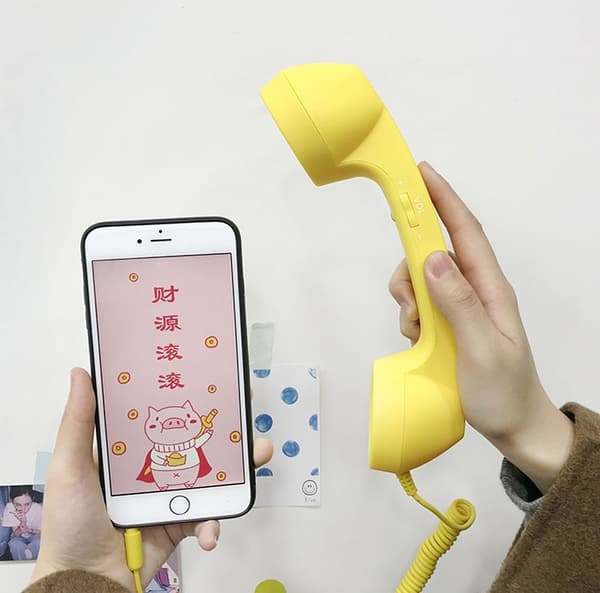 Universal retro telefonrør Strålingssikker Sort