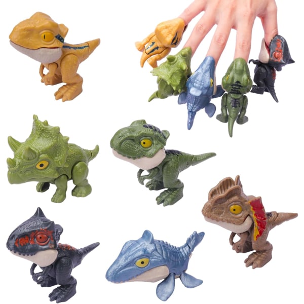 6 STK Biting Finger Dinosaurs Legetøj Snap & Squad Samleobjekter til Di