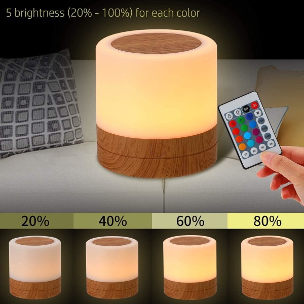 Natlampe, bærbar touch-lampe, sengebordslampe, genopladelig, dæmpbar E