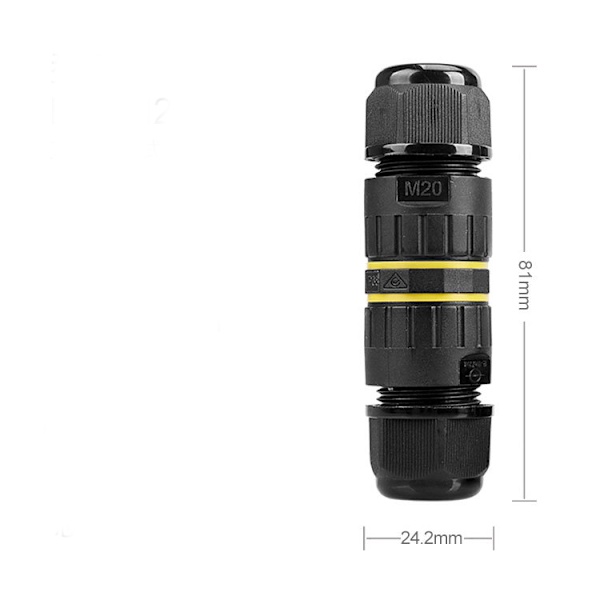 Ulkoilma-liitäntälaatikko IP68 Vedenkestävä Sähkökaapeliliitin 3-tieliitäntälaatikkoliittimet Laatikko kaapelille Ø 9-12mm (2 kpl), Nylon
