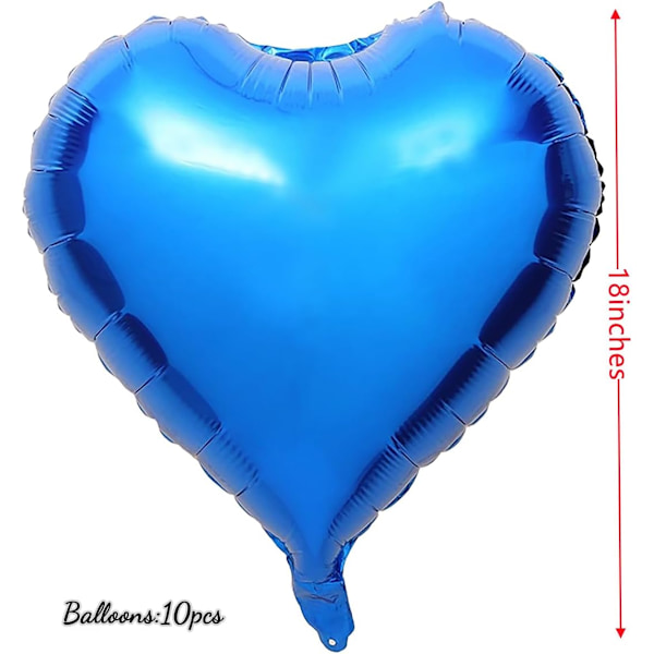 10 stk Blå Hjerteballon, Hjerteformet Ballon, Hjerte Helium Ballon til Fødselsdag, Bryllup, Valentinsdag, Julefest Dekoration