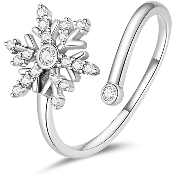 nowflake Open Statement Rings Sterling Silver 925 Crystal Rhinestone Christ