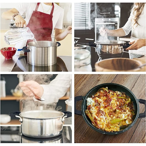 Silikon Grytekluter, Silikon Håndtak Holder, Varme Håndtak Holder, 4 Stykker Isolerte Sklisikre Grytegrep, for Jern Gryter Wok Panner Koketopper