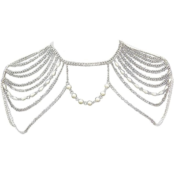Pearls Rhinestone Axelkedja, Bridal Crystal Shoulder Sele