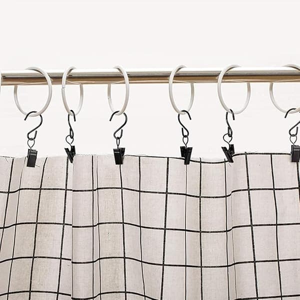 Sæt med 12 sorte rustfrie stål clips ring gardin ring clips - 11,2 x 7,8 x 3 cm