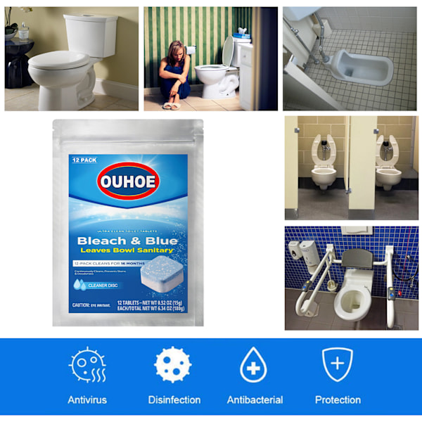Ultra Clean Toalett Tabletter Blek & Blå, Rain Clean Doft