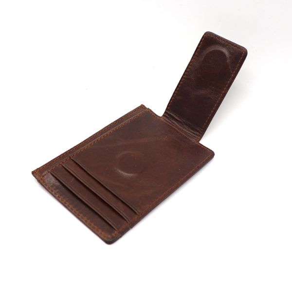Pengar Clip Framficka Plånbok Män Läder Slim Minimalistisk Plånbok
