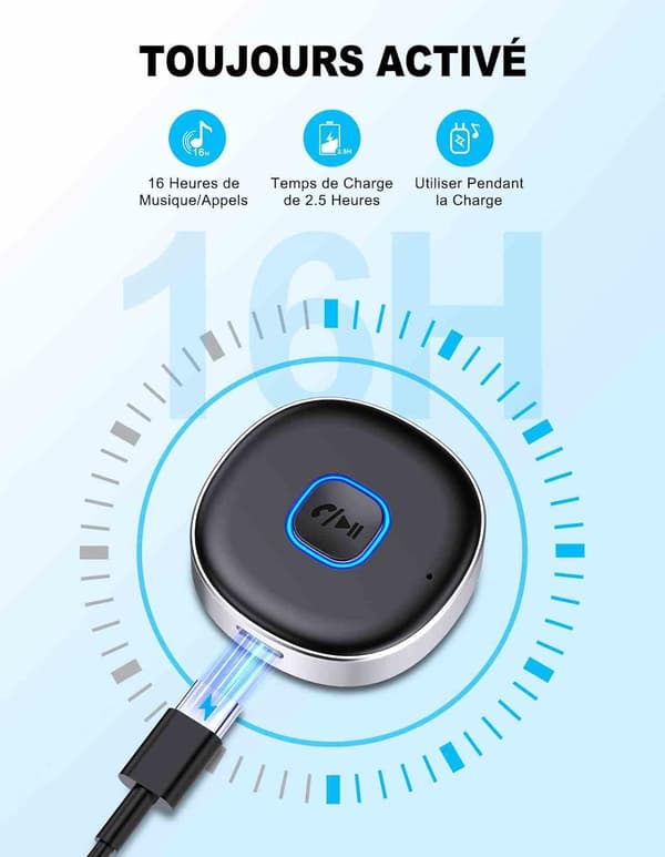 Bluetooth-mottaker for bil, kablet headset, Aux Bluetooth-mottaker håndfri samtaler, dobbel tilkobling