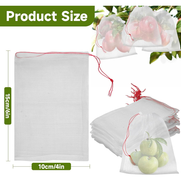 10 x 15 cm beskyttelsespose til frugt, 50 stk. druebeskyttelsesposer, nylon insektposer, til beskyttelse af planter, frugt