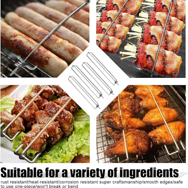 8 st rostfria kycklingvingeskenor, grillgaffel i form av kycklingvinge, grillguide för kycklingvingar, grillspett i rostfritt stål av livsmedelskvalitet