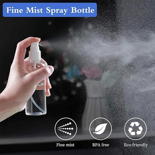 4 st 100 ml Sprayflaska, Klar Plast Återanvändbar Tom Reseflaska, Spray Kosmetiska Underflaskor kompatibla Resepåfyllningsbara