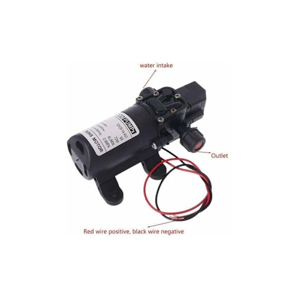 RV Vattenpump 12V DC 12V 60W 130FT 6L/min Högtryck Vattenpump Diafragma Primer Pump RV Vattenpump (Spänning: 12V)