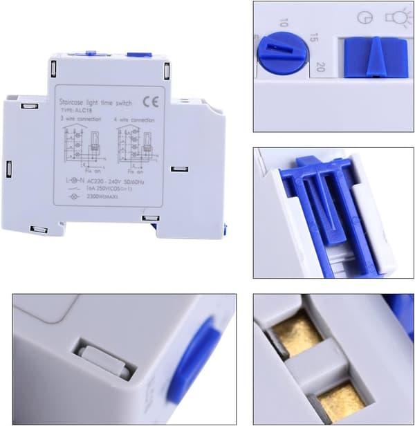 AC 220-240V Timer Switch Trappbelysning Timer kompatibel Hem Trappor Hushållsapparat Belysning Timing Switch